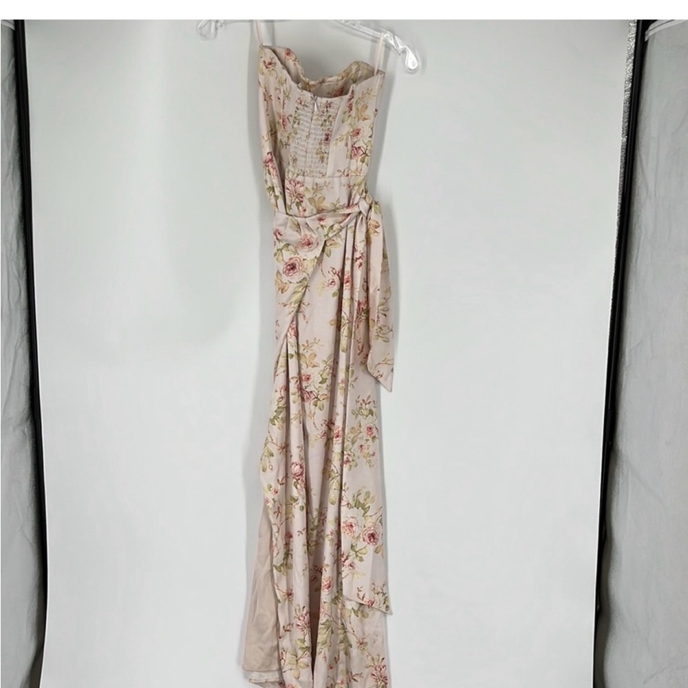 V. Chapman Strapless Floral Dress in Cream and Pink - Picture 6 of 7